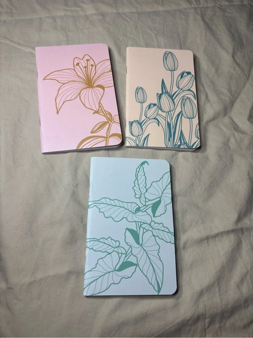 New Floral Notebooks Set of 3 with Gold Accents Journal Diary